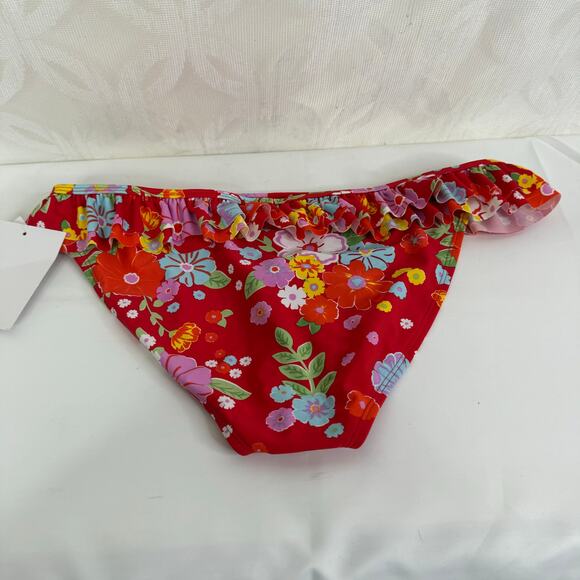 CALIFORNIA SUNSHINE Red Floral Bikini Ruffle Hipster Bottom NWT - Picture 8 of 9